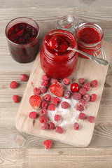 Various jams and berries