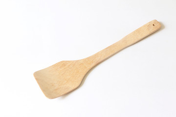 Wooden Spatula on wooden on white isolated background