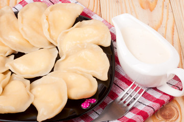 Ukrainian dumplings vareniki with cottage cheese