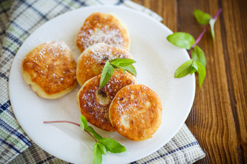 sweet cheese pancakes on a plate 