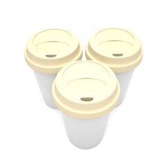 Three paper coffee cups. 3d rendering.