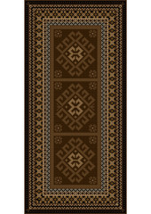 Vintage carpet with ethnic ornaments in brown shades
