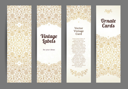 Vector set of ornate cards in Eastern style.