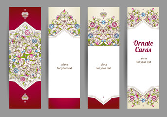 Vector set of  Eastern floral card.