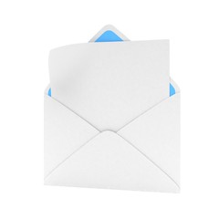 open mail with white blank. 3d rendering.