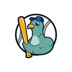 baseball logo. dove bat, baseball player