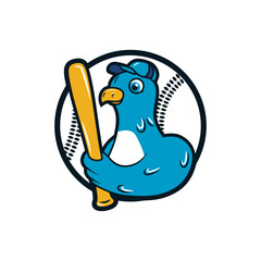 baseball logo. dove bat, baseball player