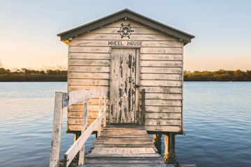 Maroochy River Boat House in the late afternoon in Maroochydore, Sunshine Coast.