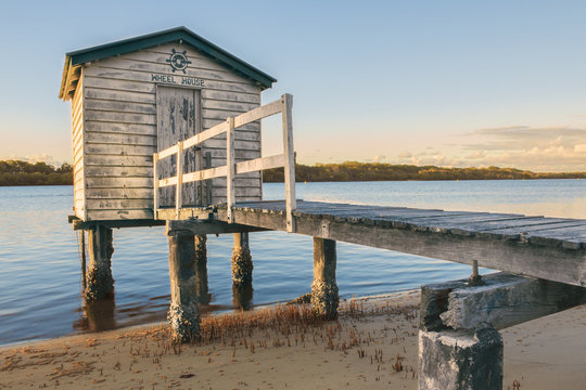 Maroochy River Boat House in the late afternoon in Maroochydore, Sunshine Coast.