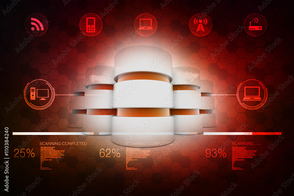Poster 3d rendering database storage illustration