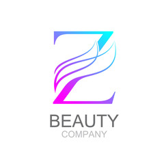 Fototapeta premium Abstract letter Z logo design template with beauty industry and fashion logo.cosmetics business, natural,spa salons. yoga, medicine companies and clinics