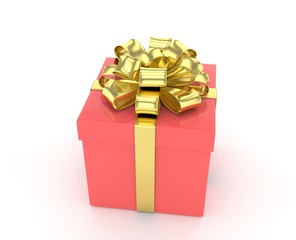 gift box with bows isolated on white. 3d rendering.