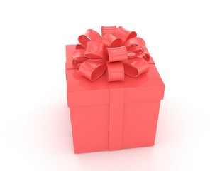 gift box with bows isolated on white. 3d rendering.