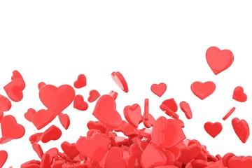background made from many hearts. 3d rendering.