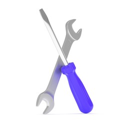3D Illustration Wrench and screwdriver, service concept