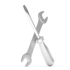 3D Illustration Wrench and screwdriver, service concept
