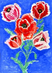 Poppies Bouquet Painting