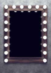 Wooden makeup mirror on the concrete wall - 110386021