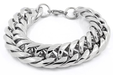 Men's Bracelet - Stainless Steel - Silver jewelry - White background