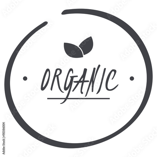 "vector grey organic circle logo symbol with leaves for food" Stock