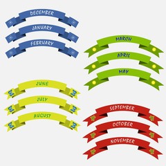 Banners with months of year. Vector illustration. It can be used on the websites, for registration of magazines and typographical production