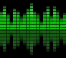 Green digital equalizer. Vector illustration. Abstract green waveform background