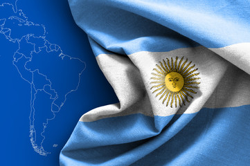 Flag of Argentina on map background