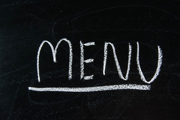 menu write  on blackboard ,chalkboard, texture