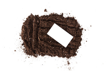 Soil or dirt section isolated on white background