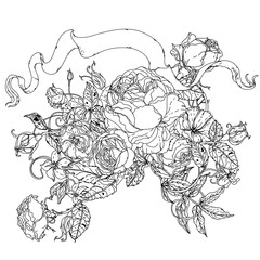 Black and white. Flower roses