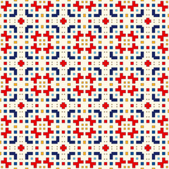 Fototapeta premium Seamless pattern with symmetric geometric ornament. Ethnic ornamental texture. .