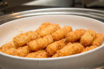  Fish fingers on the white plate