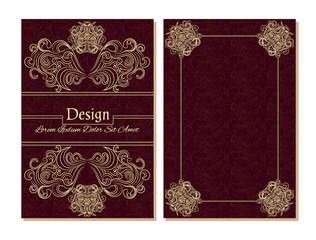 Vector design template. Diploma template. Book cover. Burgundy color