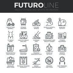 Fitness Recreation Futuro Line Icons Set