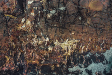 The texture of the rock breaking