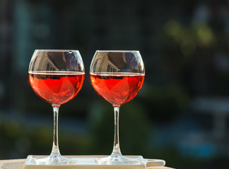 Two glasseses of rose wine 