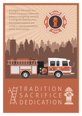 Obraz premium Firefighter Retro Poster