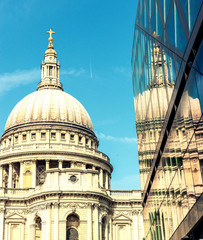 St Paul Cathedral and landmark glass reflections - London