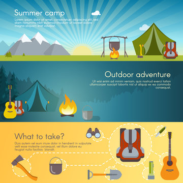 Camping Banners Set