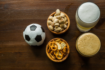Selection of party food for watching football championship