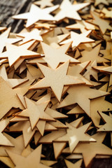 Stack of wooden carved stars