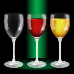 Glass of wine, red, white, blank. High quality vector