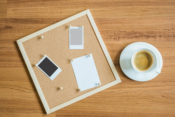 space board and some prop like coffee and clock giving business concept