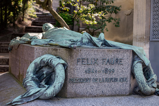 PARIS, FRANCE - MAY 2, 2016: Felix Faure grave in Pere-Lachaise cemetery