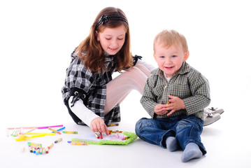 Naklejka premium Kids are painting