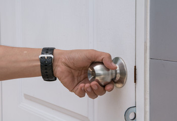 Hand on  open the door