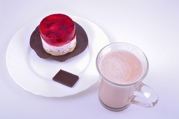 jelly pastry with cup of cocoa
