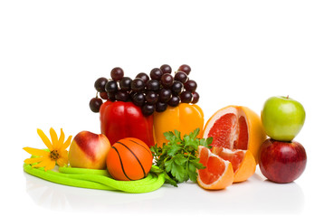 fitness equipment and healthy food