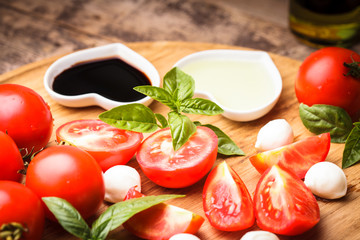 Caprese salad preparing