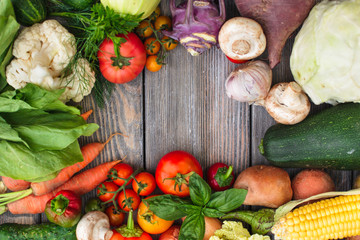 Vegetables on wooden table